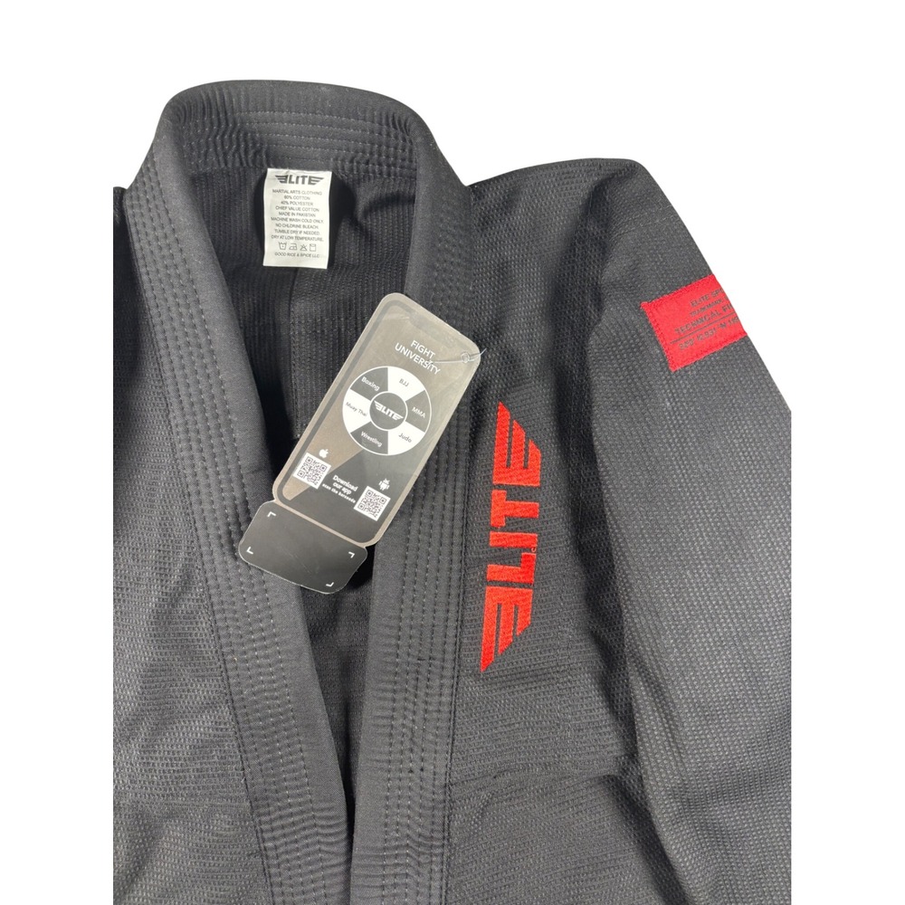 NEW Elite Sports Black BJJ Jiu Jitsu Gi Top Pearl Weave Martial Arts Kimono F2